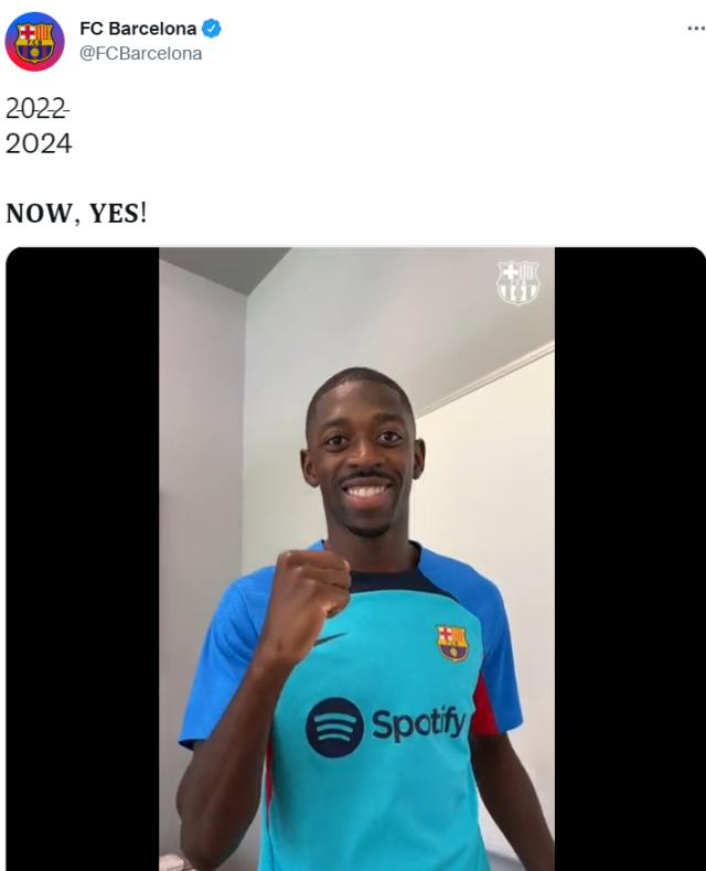 九游体育-肥皂剧终于结束！官方：巴萨与登贝莱签订2年新合同